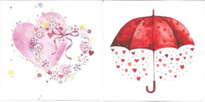Serviettes de table - Coeurs et parapluie (total de 10)