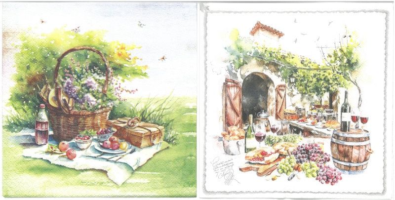 Serviettes de table - Pique-nique et Vignoble (total de 10)