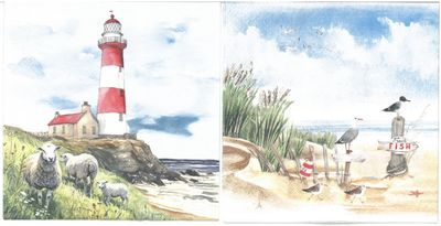 Serviettes de table - Phare et Plage (total de 10)