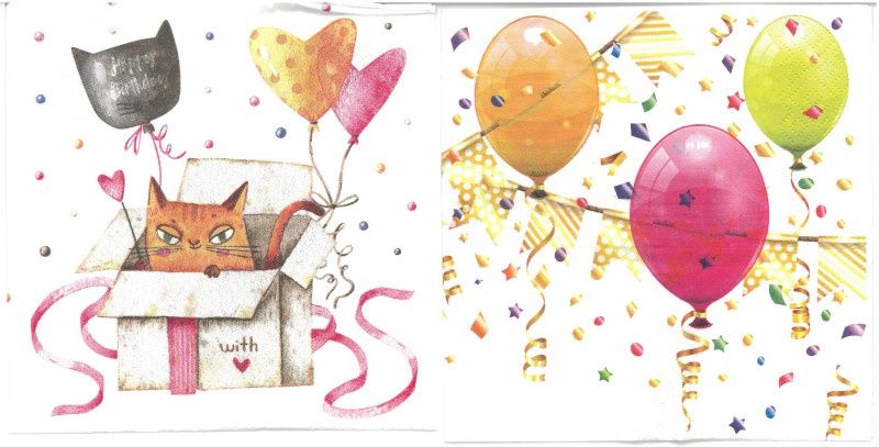 Serviettes de table - Ballons et Chat (total de 10)