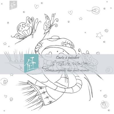 Carte à peindre - Bonhomme de neige et papillons -GC