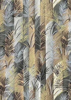 Chiyogami 31C 19 1/2"x26"- Botanical pattern grey and gold