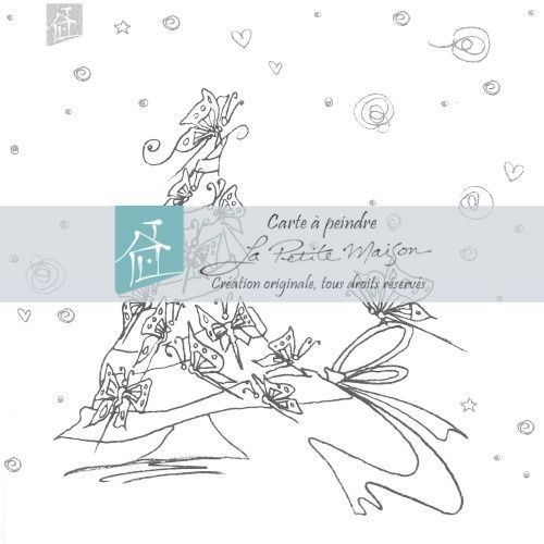 Card for painting - Christmas tree and butterflies - GC