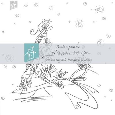 Carte à peindre - Sapin et papillons -GC