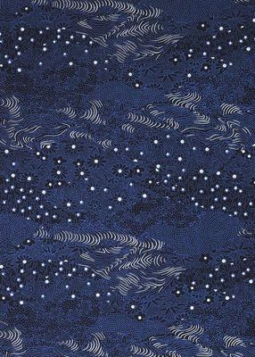 Chiyogami 265C 19 1/2"x26"- Blue waves and flowers