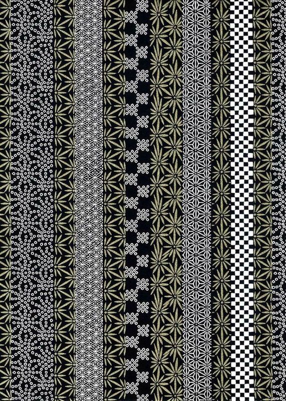 Papier Chiyogami 982C 19 1/2"x26"- Bandes géométriques noir et blanc