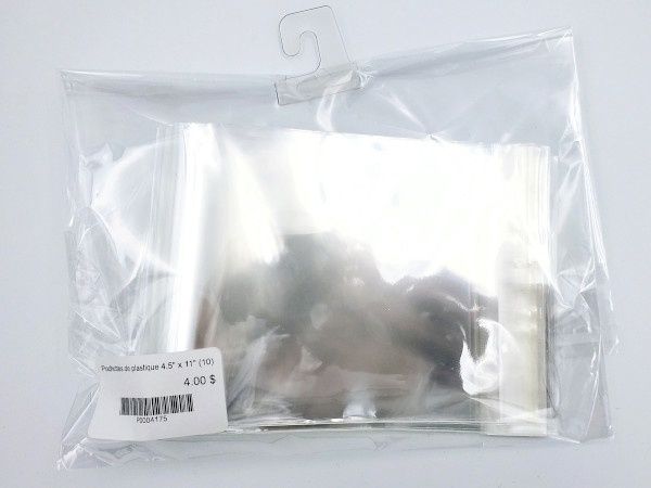 Pochettes de plastique 4.5" x 11" (10)