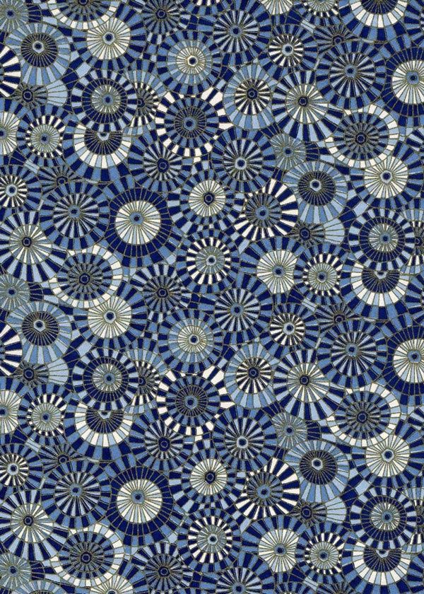 Papier Chiyogami 952C 19 1/2"x26"- Cercles à motifs bleus