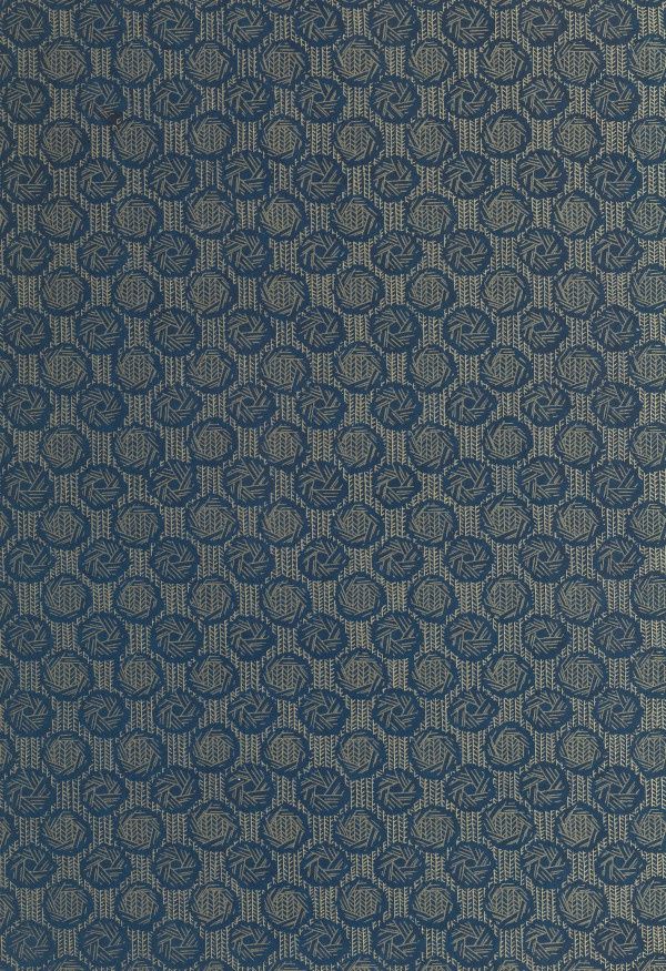 Papier Chiyogami 985C 19 1/2"x26"- Géométrique turquoise foncé et or