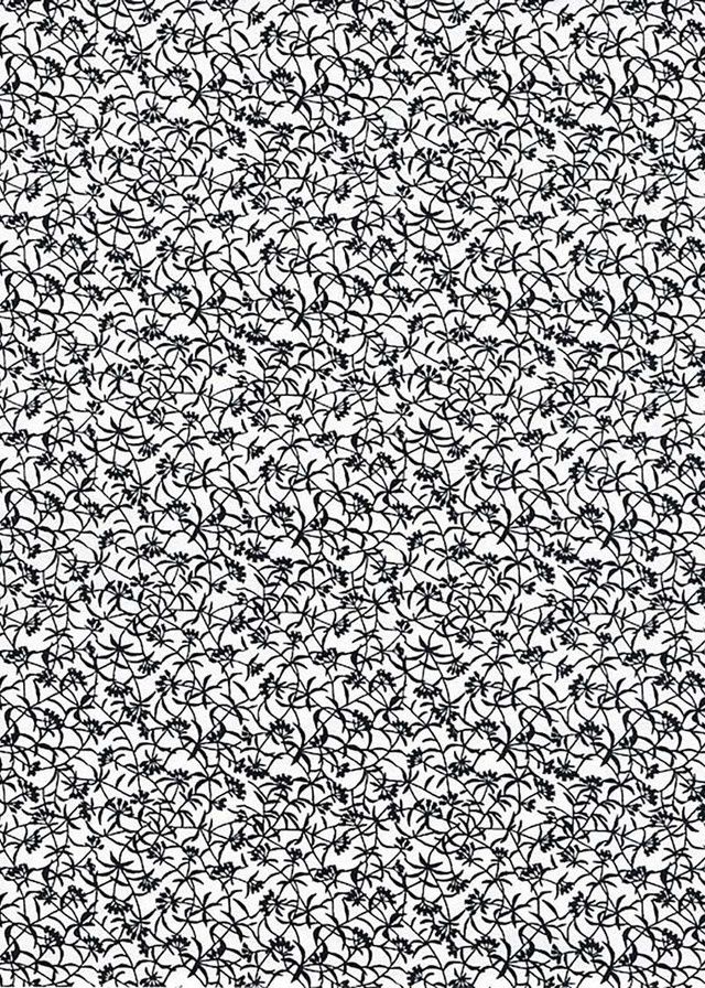 Papier Chiyogami 911C 19 1/2"x26"- Mini motifs de fleurs noires sur fond blanc