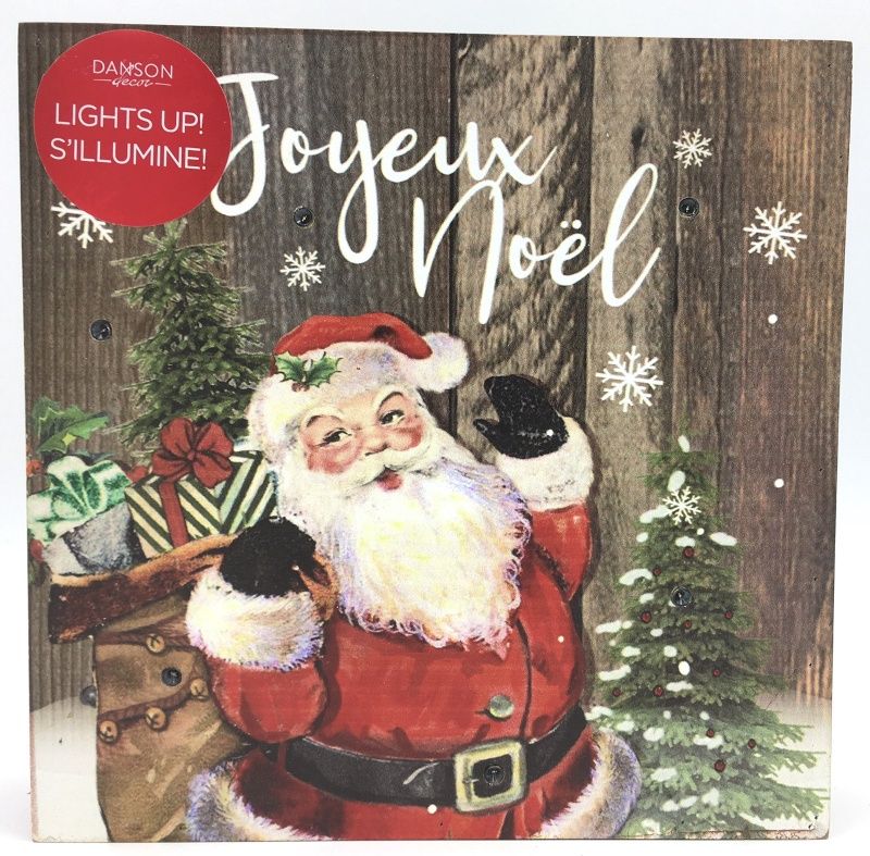Plaque décorative lumineuse Père Noël 17.5cm