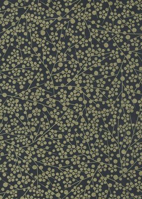 Papier Chiyogami 1006C 19 1/2"x26"- Fleurs géométriques dorées sur fond noir