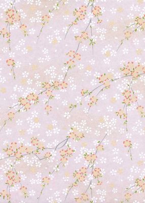 Papier Chiyogami 809C 19 1/2"x26"- Fleurs pâles sur fond rose