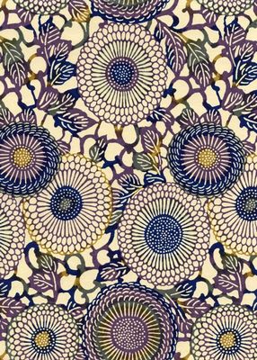 Papier Chiyogami 971C 19 1/2"x26"- Gros motif floral pourpre sur fond beige
