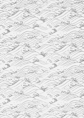 Papier Chiyogami 401C 19 1/2"x26"- Vagues argentées sur fond blanc