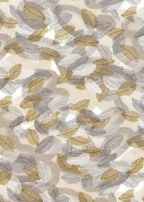 Papier Chiyogami 714C 19 1/2"x26"- Feuilles blanches, argent et or