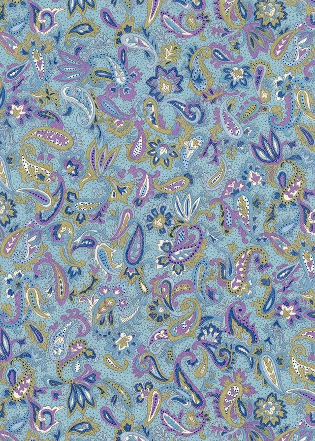 Papier Chiyogami 794C 19 1/2 Papier Chiyogami 794C 19 1/2"x26"- Motif paisley turquoise