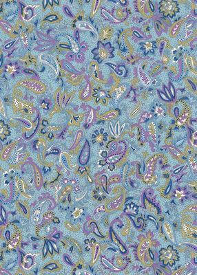 Papier Chiyogami 794C 19 1/2"x26"- Motif paisley turquoise