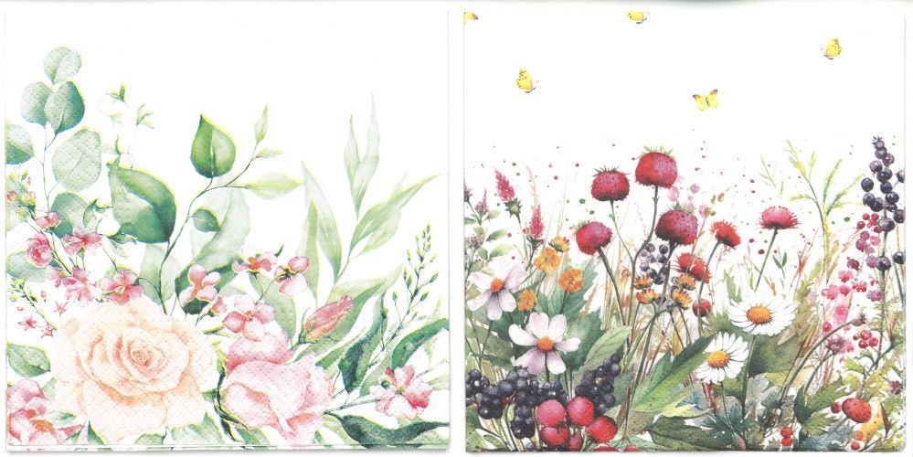 Serviettes de table - Fleurs (total de 10)