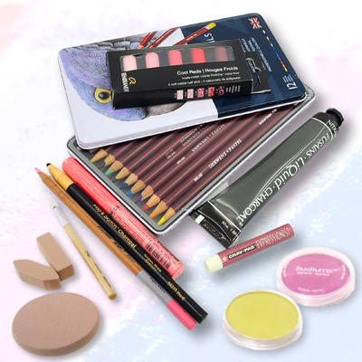 Pastel, graphite et fusain