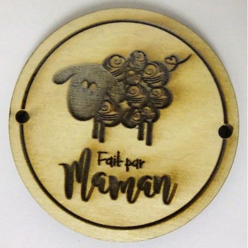 Button Fait par maman 2" - Mouton