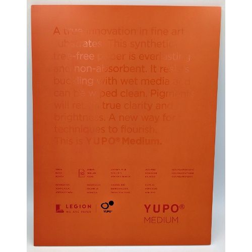 Tablette papier yupo blanc 74lb 11"x14" (10 feuilles)