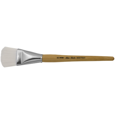Silver Jumbo White Taklon Filbert Silver Brush