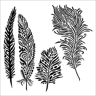 Pochoir Mini Playful plumes 6"x6" TCW967s