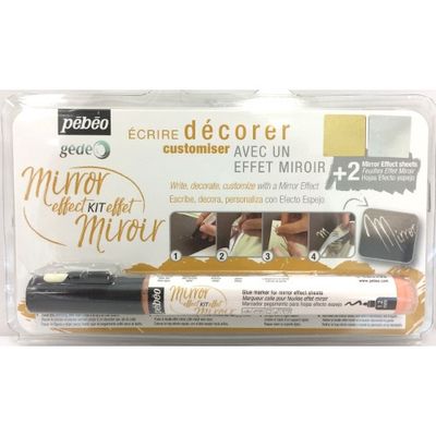 Ens. Crayon et feuilles effet miroir Pébéo Gédéo