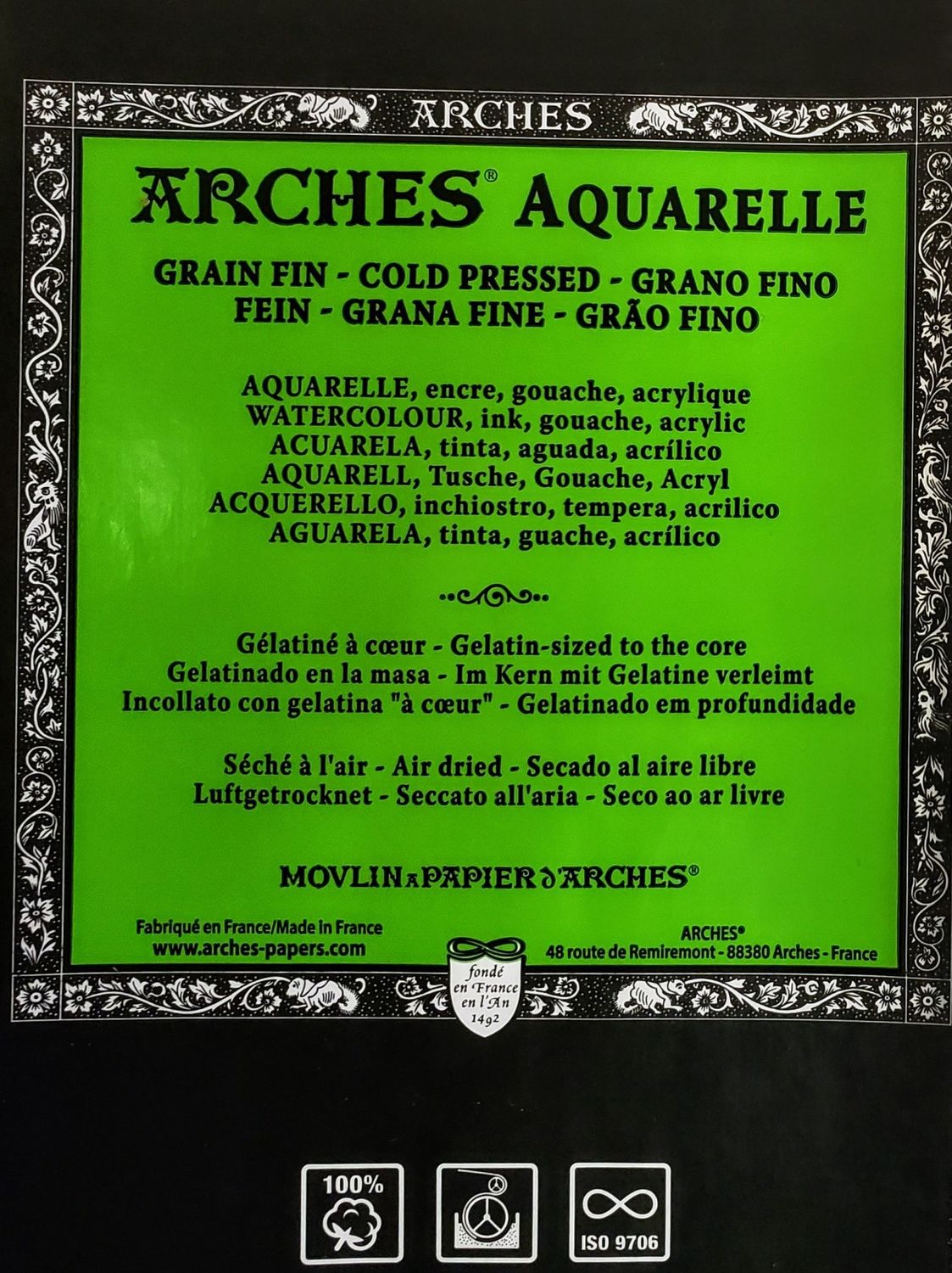 Watercolour Cold Pressed Paper 22" x 30" - 140lb / 300gsm Bright White Arches®