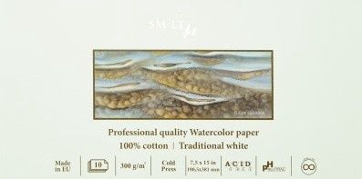 Professional Art Watercolour pad 100% cotton 7.5"x15" 300g (10 sheets)