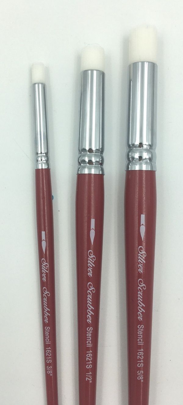 Stencil Scrubber Silver Brush