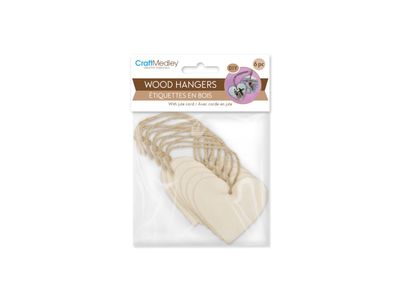 Étiquettes en bois avec corde en jute 6cm - Coeur