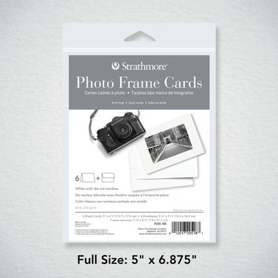 Cartes blanches cadre à photo ens. de 6 avec insert Strathmore
