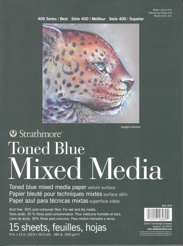 Mixed Media paper pad Toned Blue 184lb (300g) 9x12 (15 sheets) serie 400 Strathmore