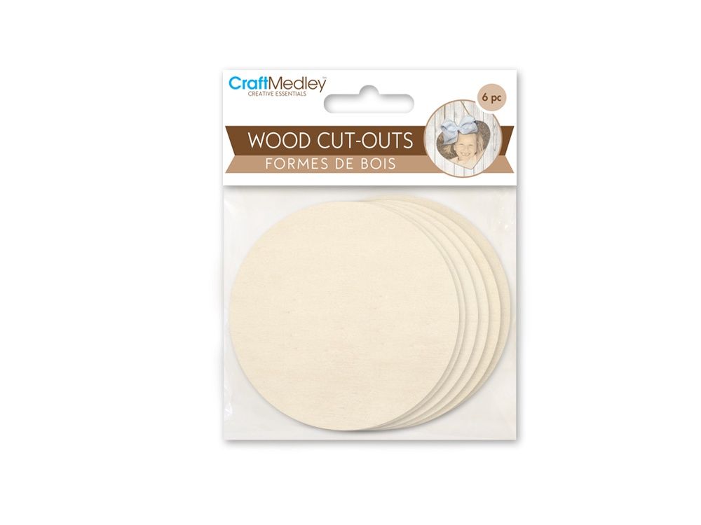 6 pièces de découpes en bois 7.1 cm - Rond
