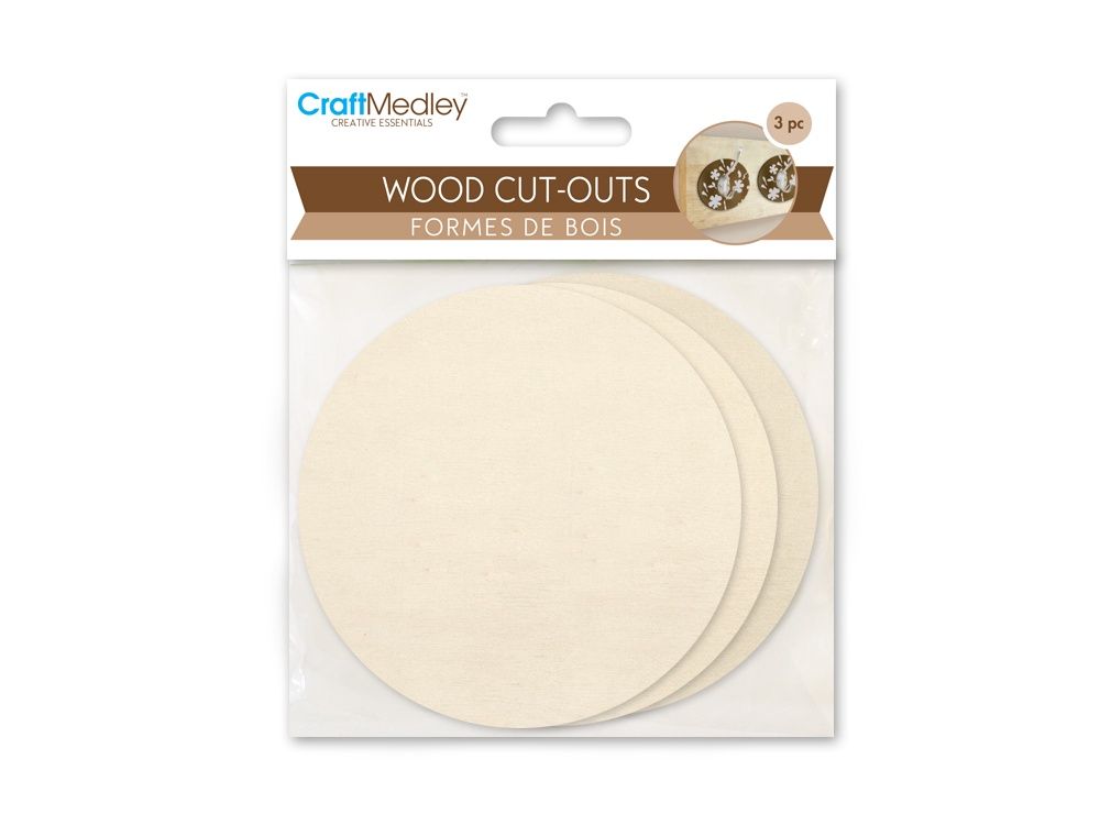 3 pièces de découpes en bois 8,7 cm - Rond