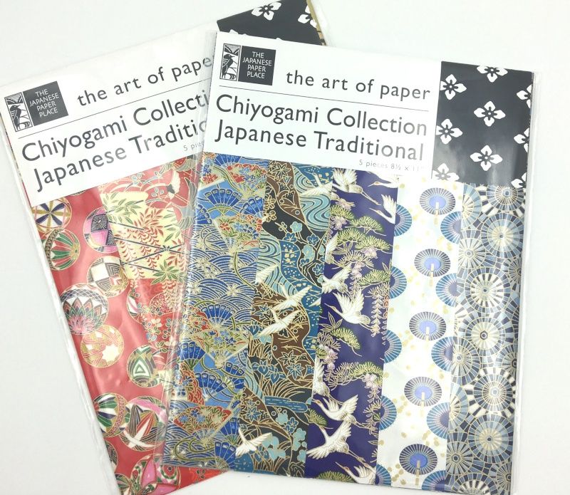 Papier Chiyogami motifs traditionnels japonais 8 1/2"x11"(2 choix de couleurs)