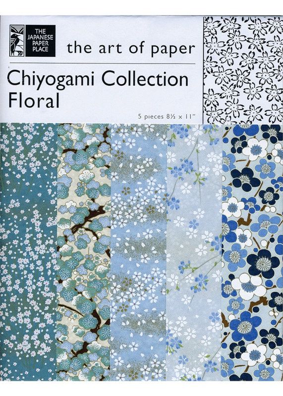 Papier Chiyogami motifs florales 8 1/2"x11" (2 choix de couleurs), Couleur: Bleu