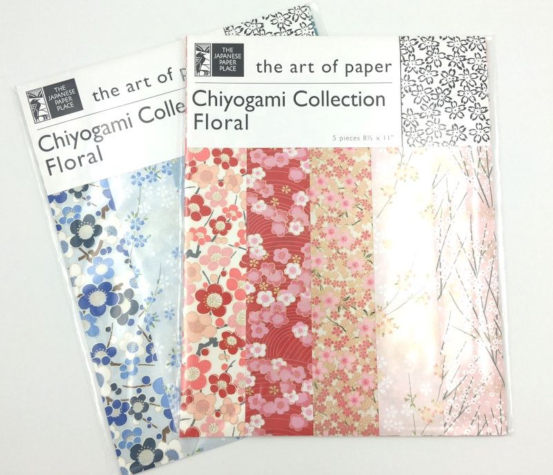 Papier Chiyogami motifs florales 8 1/2 Papier Chiyogami motifs florales 8 1/2"x11" (2 choix de couleurs)