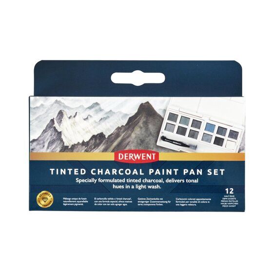 Tinted charcoal paint pan set Derwent