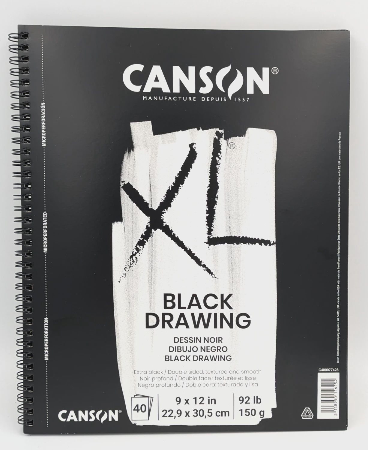 Pad Black Drawing XL 92lb(150g) 9"x12"/40 sheets Canson