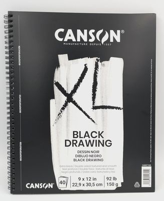 Tablette de papier Dessin Noir XL 92lb(150g) 9"x12"/40 feuilles Canson