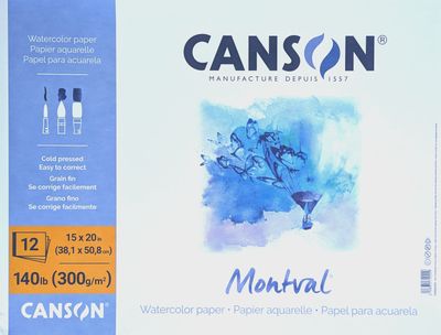 Tablette de papier Aquarelle 15"x20" Canson Montval 12 feuilles 140 lbs