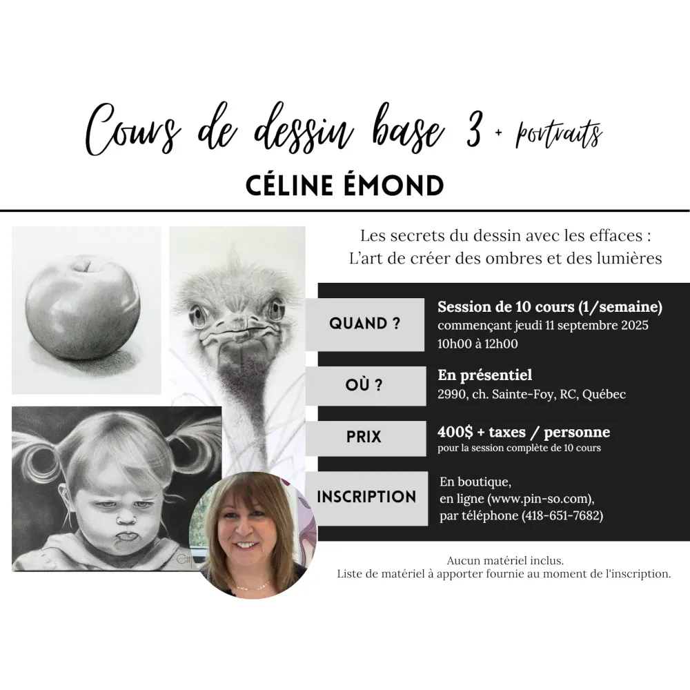 2025-09-11 Cours de dessin Base 3 + Portrait - Céline Émond