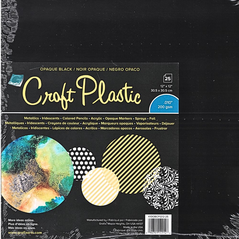 Craft Plastic - Opaque Black 12``X12`` (25)