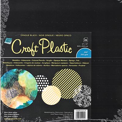Plastique  créatif - Noir opaque 12"x12" (25 feuilles)