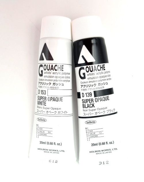 Acrylic Gouache Super Opaque 20ml Holbein, Color: Blanc super opaque D153