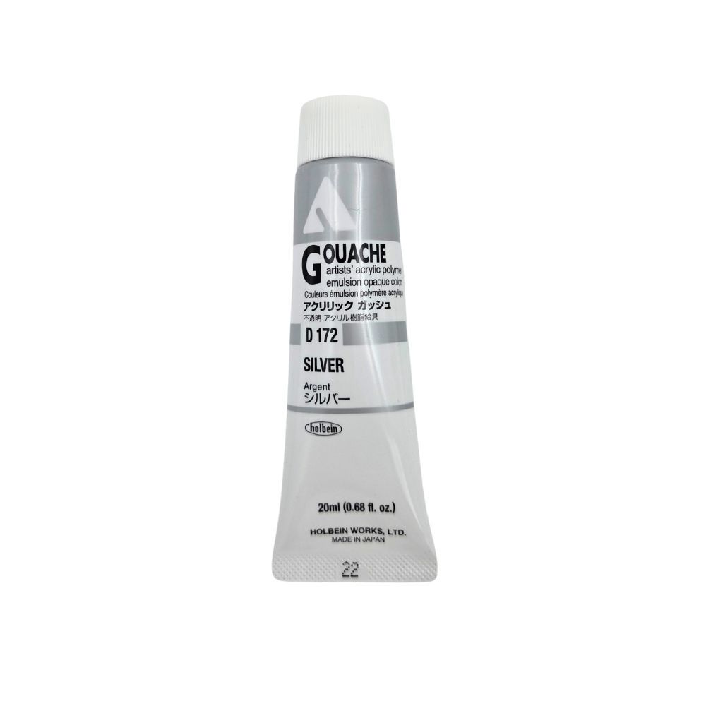 Acrylic Gouache Metallic 20ml Holbein, Color: Argent D172