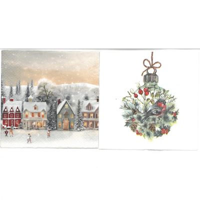 Serviettes de table - Village & Boule végétale (total de 10)